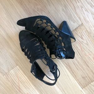 Heeled Black Caged Booties